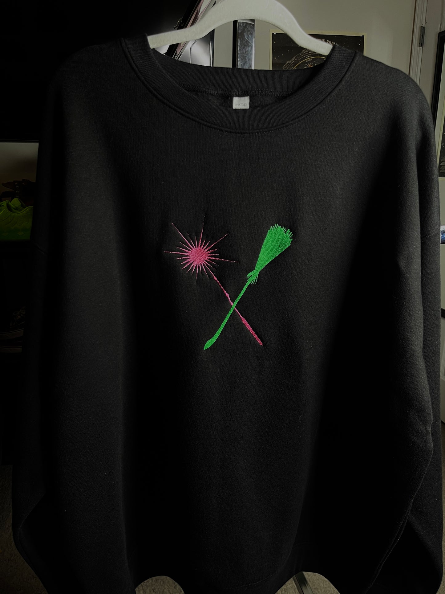 Elphaba’s Broom × Glinda’s Wand Embroidered Crewneck
