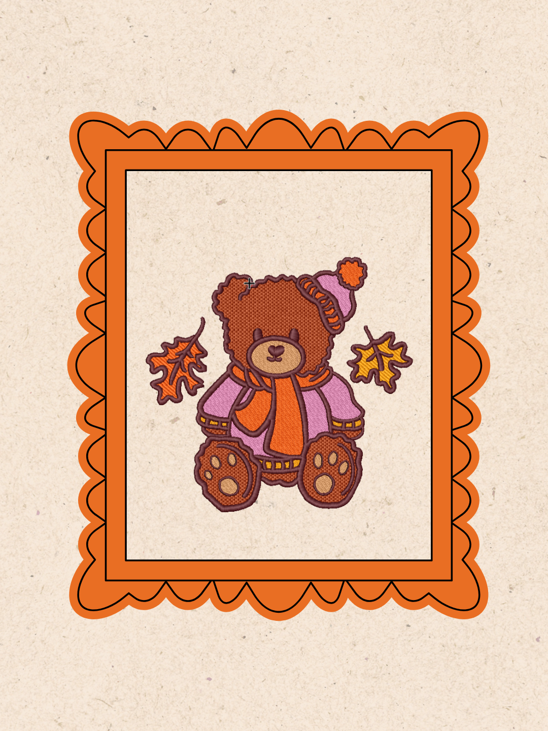 Embroidered Teddy Bear in Sweater & Scarf – Autumn Gildan Crewneck