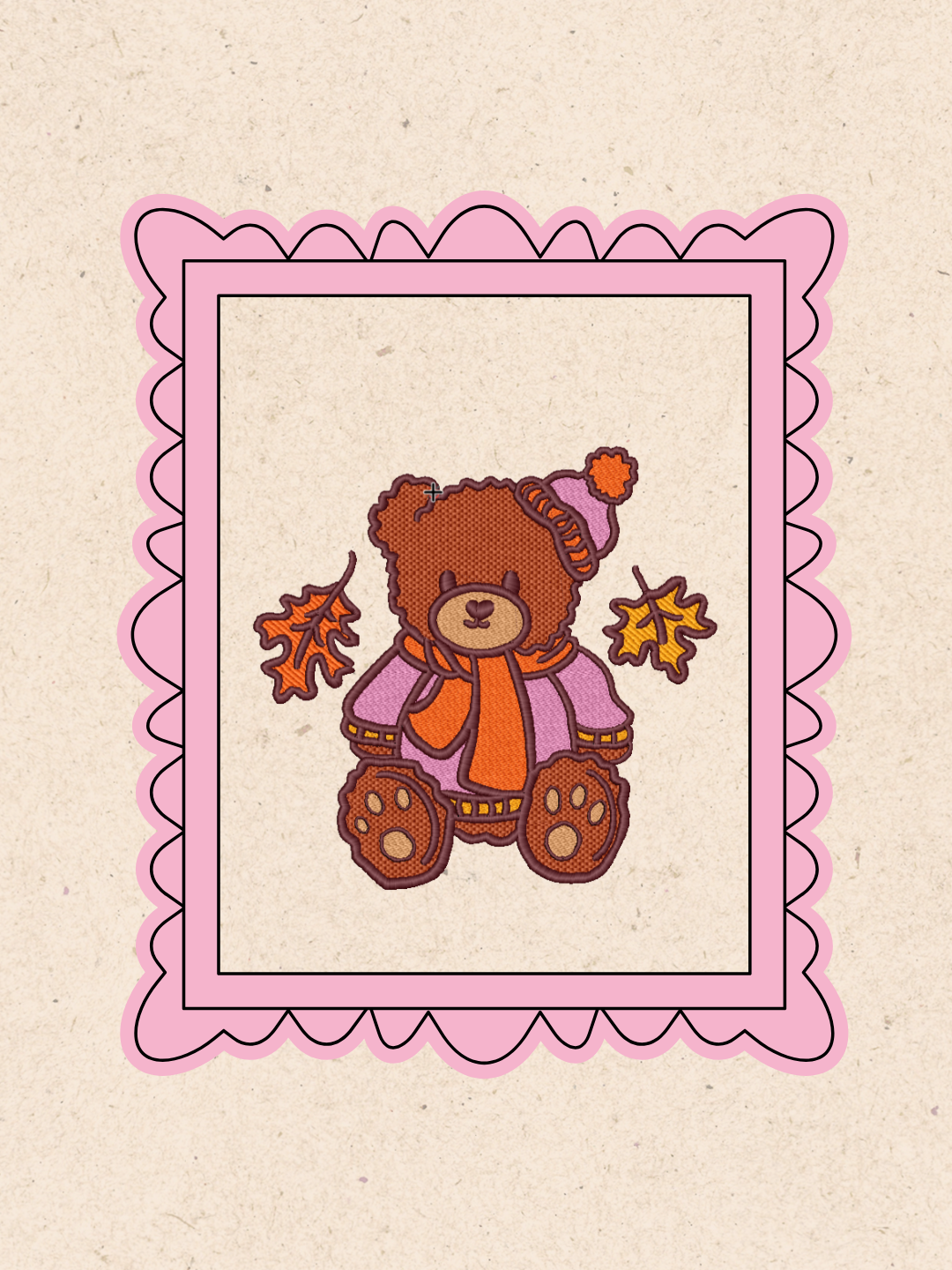 Embroidered Teddy Bear in Sweater & Scarf – Autumn Gildan Crewneck