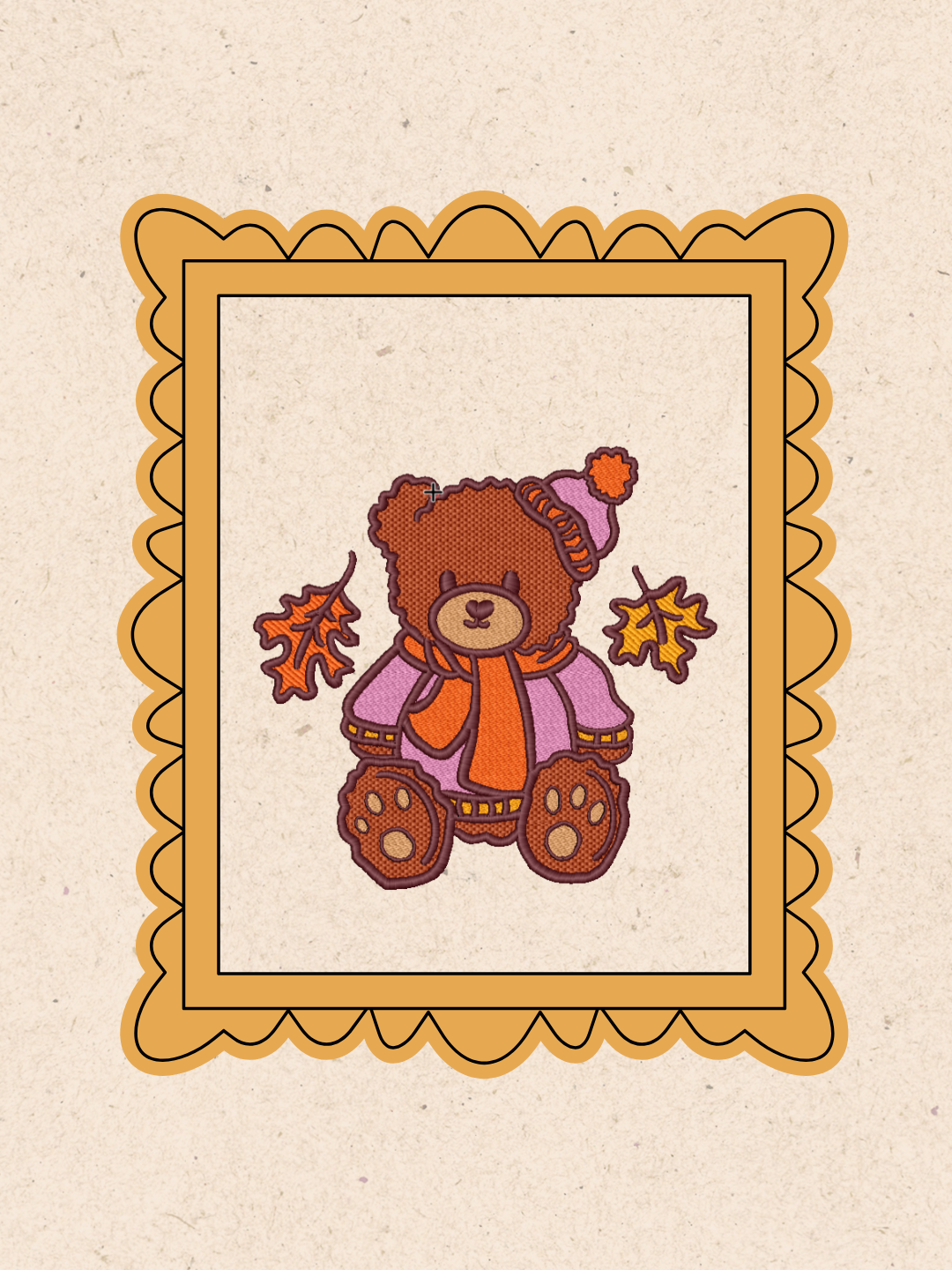 Embroidered Teddy Bear in Sweater & Scarf – Autumn Gildan Crewneck